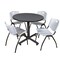 Kobe Kobe Round Table & Chair Set, Wood, Metal, Plastic Top, Grey TKB42RNDGY47GY - alternate 1